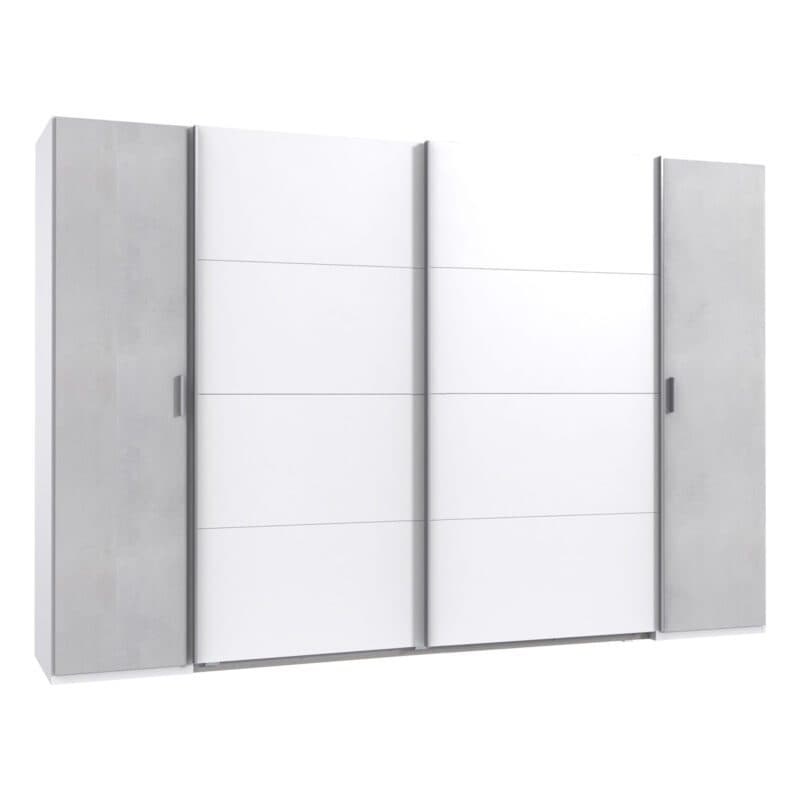 Wimex Lotto 424787 Dreh- Schwebetürenschrank Beton Nachbildung lichtgrau Dekor weiß Freisteller