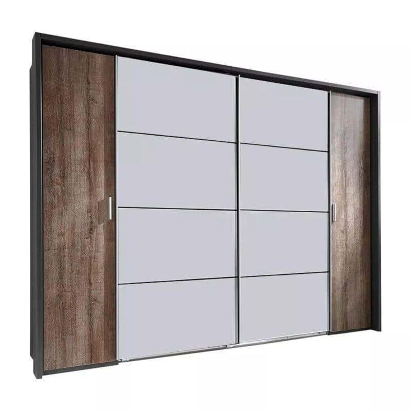 Wimex Lotto 465786-465666 Dreh- Schwebetürenschrank inkl. Passepartoutrahmen Schlammeiche Nachbildung mit Spiegel
