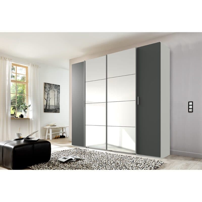 Wimex Lotto 478799 Dreh- Schwebetürenschrank Dekor graphit mit Spiegel Milieubild