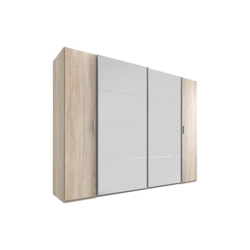 Wimex Lotto 479784 Dreh- Schwebetürenschrank Eiche sägerau Nachbildung Dekor weiß