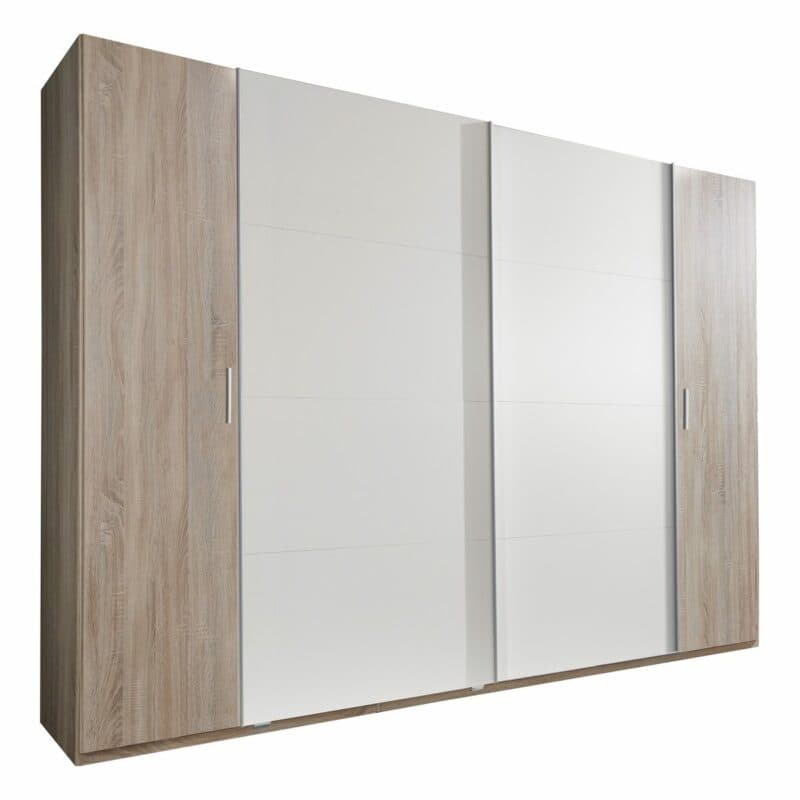 Wimex Lotto 479788 Dreh- Schwebetürenschrank Eiche sägerau Nachbildung Dekor weiß Freisteller