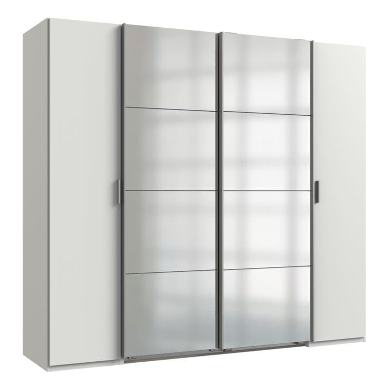 Wimex Lotto 480799 Dreh- Schwebetürenschrank Dekor weiß mit Spiegel Freisteller