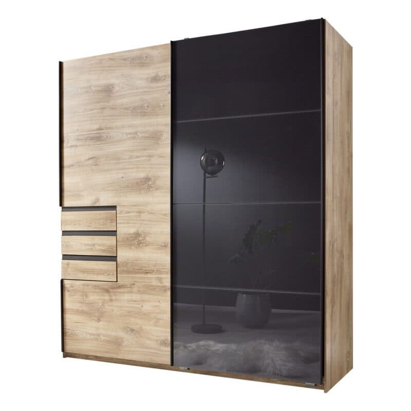 Wimex Oldenburg X73764 Schwebetürenschrank Artisan Eiche Nachbildung Glas grey Freisteller