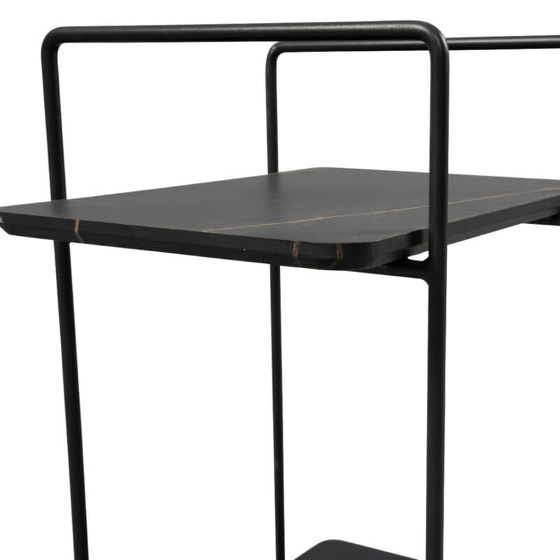 M2 Kollektion Doppio Beistellwagen auf Rollen mit Platte in Marmoroptik und Sicherheitsglas - Detail