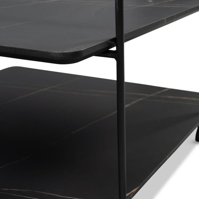 M2 Kollektion Doppio Couchtisch mit Rollen und Platten in Marmoroptik - Detail