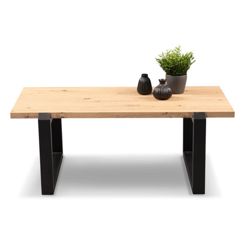 N2 Kollektion Couchtisch Prag mit Platte in Eiche Nachbildung und Metallgestell - frontal