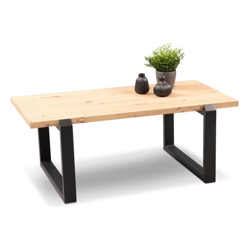 N2 Kollektion Couchtisch Prag mit Platte in Eiche Nachbildung und Metallgestell