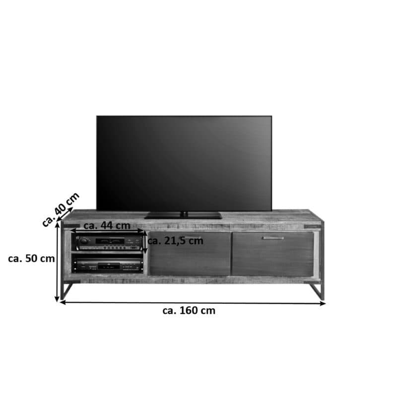 Trendstore Arta Lowboard Mangholz massiv und lackiert Maßangaben