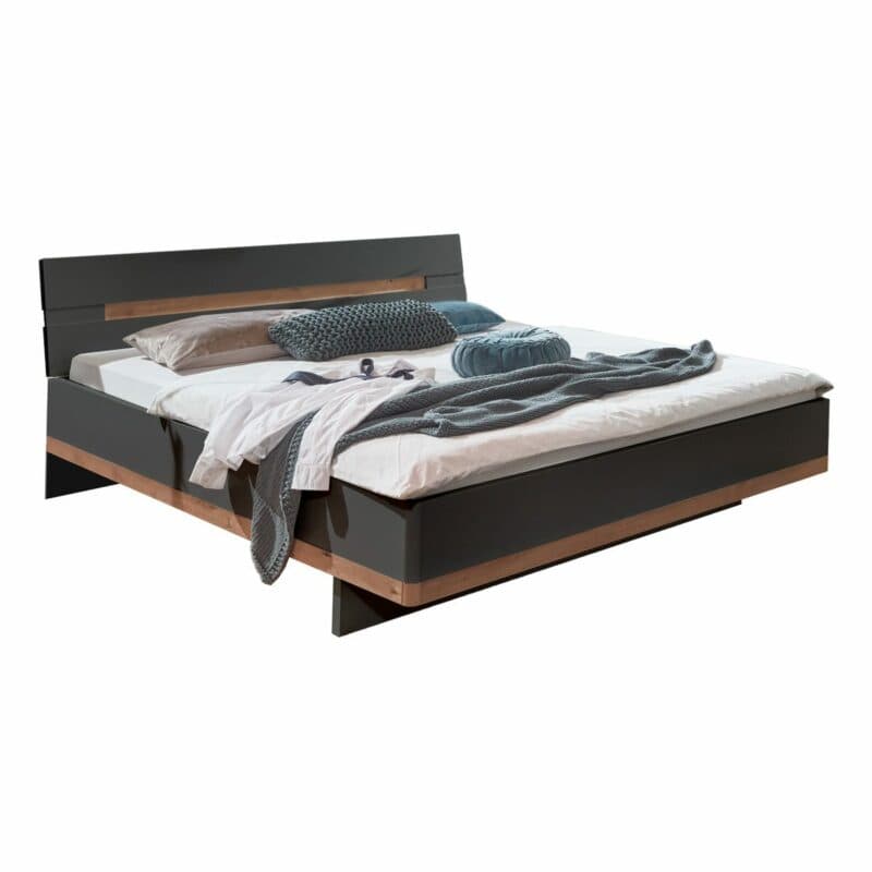 Wimex Gibraltar Bett 180 x 200 in Dekor graphit Absetzung Artisan Eiche Nachbildung Freisteller