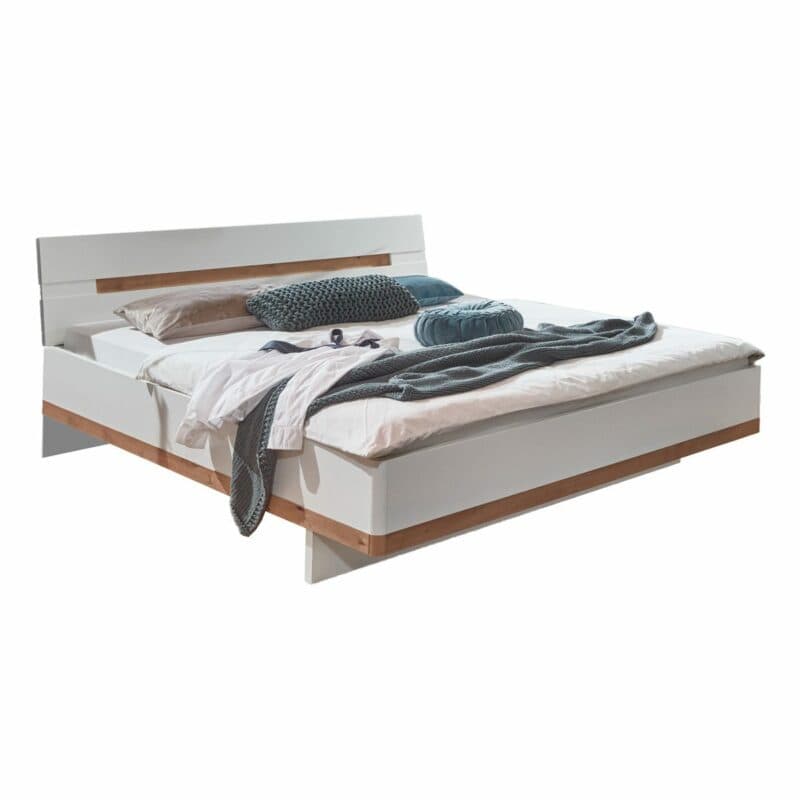Wimex Gibraltar Bett 180 x 200 in Dekor weiß Absetzung Artisan Eiche Nachbildung Freisteller