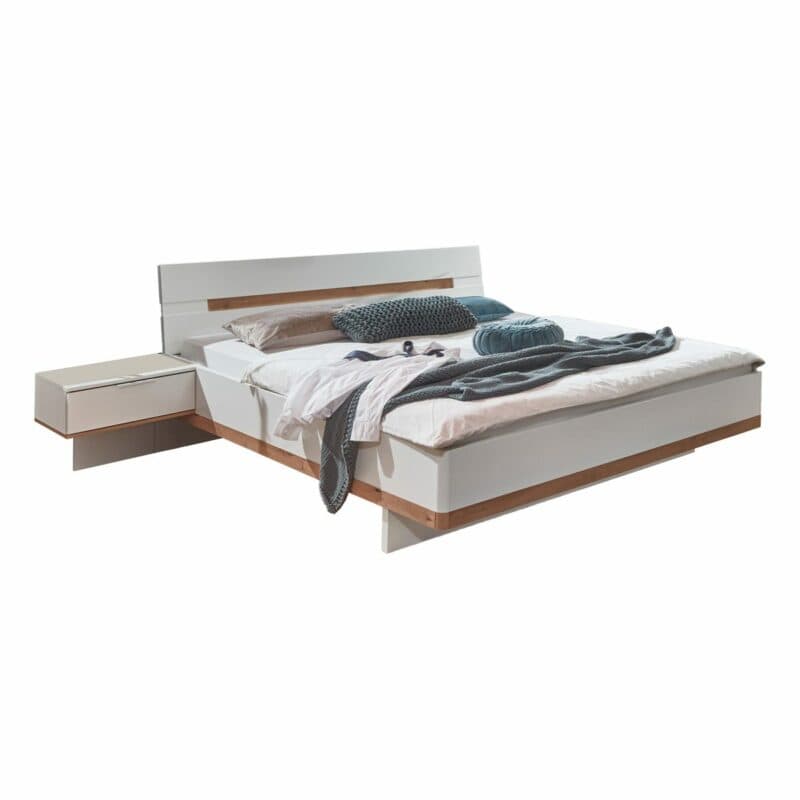 Wimex Gibraltar Bettanlage inklusive Nakos 160 x 200 in Dekor weiß Absetzung Artisan Eiche Nachbildung Freisteller