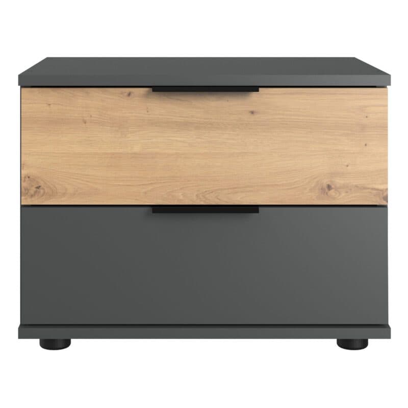 Wimex Gibraltar Nachtkonsole mit 2 Schubladen in Dekor graphit Absetzung Artisan Eiche Nachbildung Freisteller