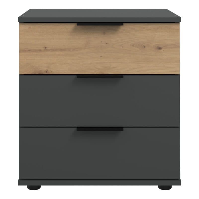 Wimex Gibraltar Nachtkonsole mit 3 Schubladen in Dekor graphit Absetzung Artisan Eiche Nachbildung Freisteller
