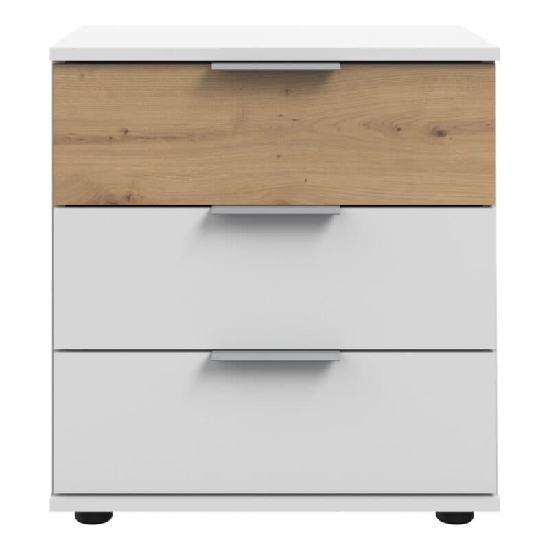 Wimex Gibraltar Nachtkonsole mit 3 Schubladen in Dekor weiß Absetzung Artisan Eiche Nachbildung Freisteller
