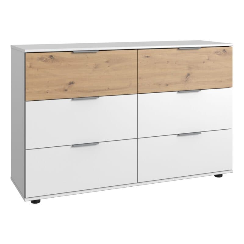 Wimex Gibraltar Schubkommode 6 Schubladen in Dekor weiß Absetzung Artisan Eiche Nachbildung Freisteller