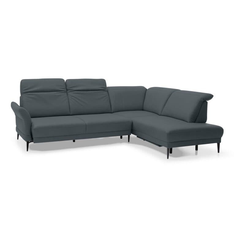 Musterring MR 1350 Ecksofa rechts in Leder steel Freisteller Kopfpolster oben