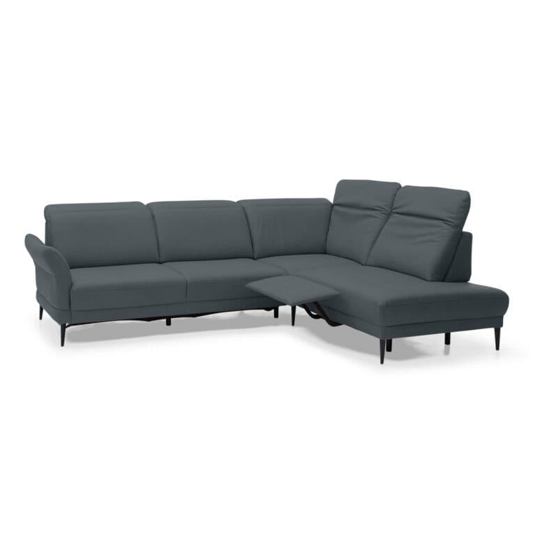 Musterring MR 1350 Ecksofa rechts in Leder steel Freisteller Kopfpolster oben Beinauflage oben