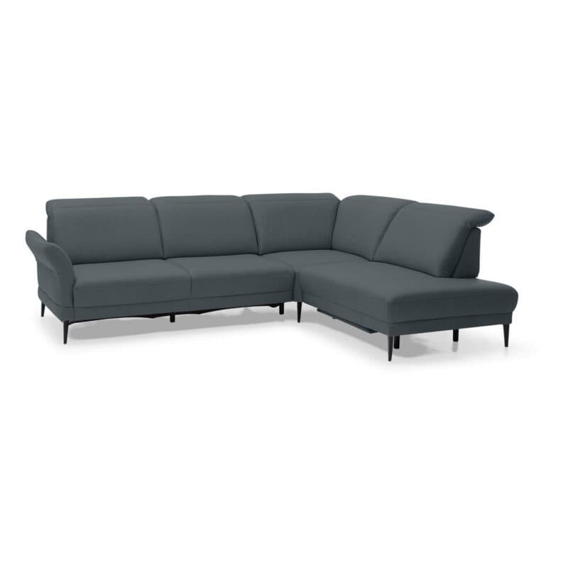 Musterring MR 1350 Ecksofa rechts in Leder steel Freisteller schräg