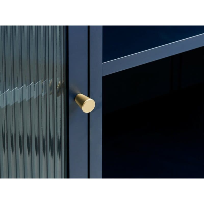 Trendstore Undine Sideboard aus blauem Metall mit Glaseinsatz - Detail