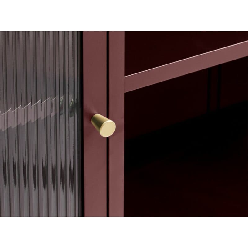 Trendstore Undine Sideboard aus rotem Metall mit Glaseinsatz - Detail