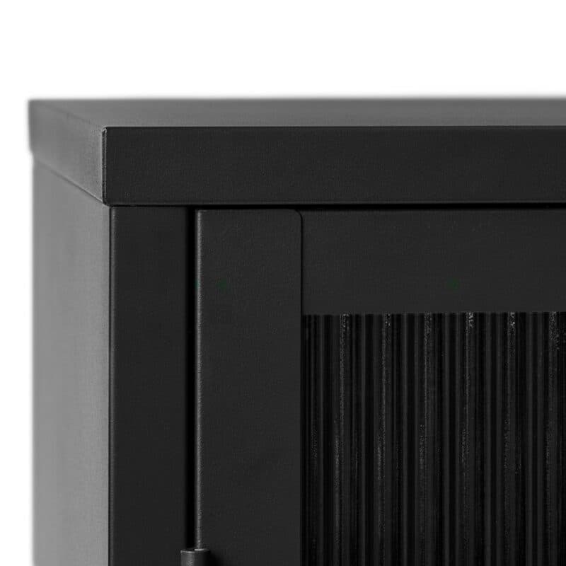 Trendstore Undine Sideboard aus schwarzem Metall mit Glaseinsatz - Detail