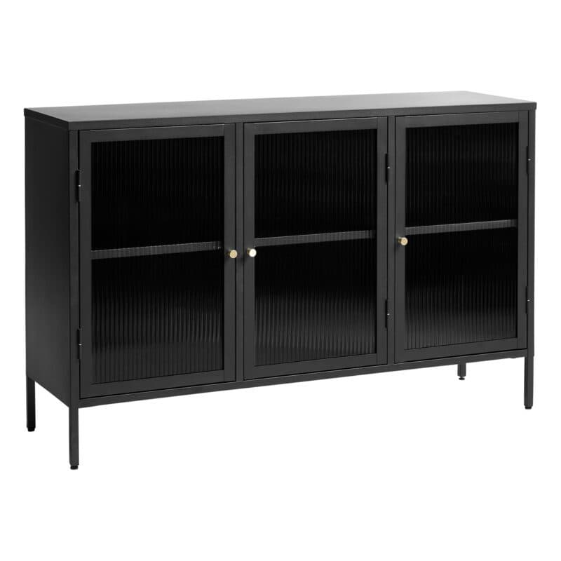 Trendstore Undine Sideboard aus schwarzem Metall mit Glaseinsatz