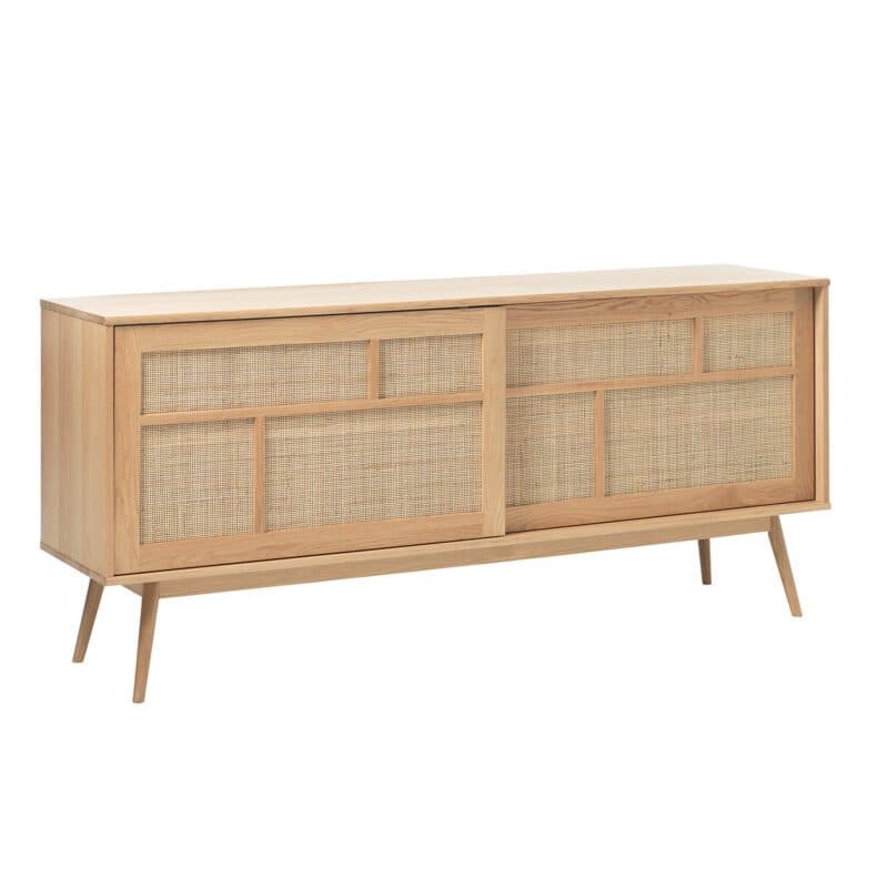 Trendstore Uppsala Sideboard aus furnierter Eiche (natur) mit Rattangeflecht