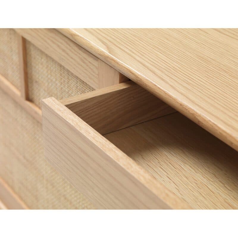 Trendstore Uppsala Sideboard aus furnierter Eiche (natur) mit Rattangeflecht - Detail