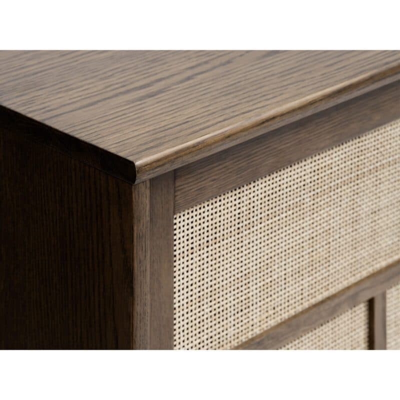 Trendstore Uppsala Sideboard aus furnierter Eiche (smoked) mit Rattangeflecht - Detail