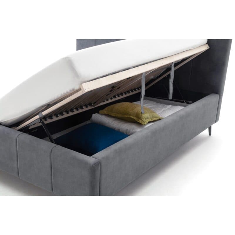 Meise Lizzano Polsterbett in Textilbezug Cloud Anthrazit inkl. Bettkasten und Lattenrost Detailbild Bettkasten offen