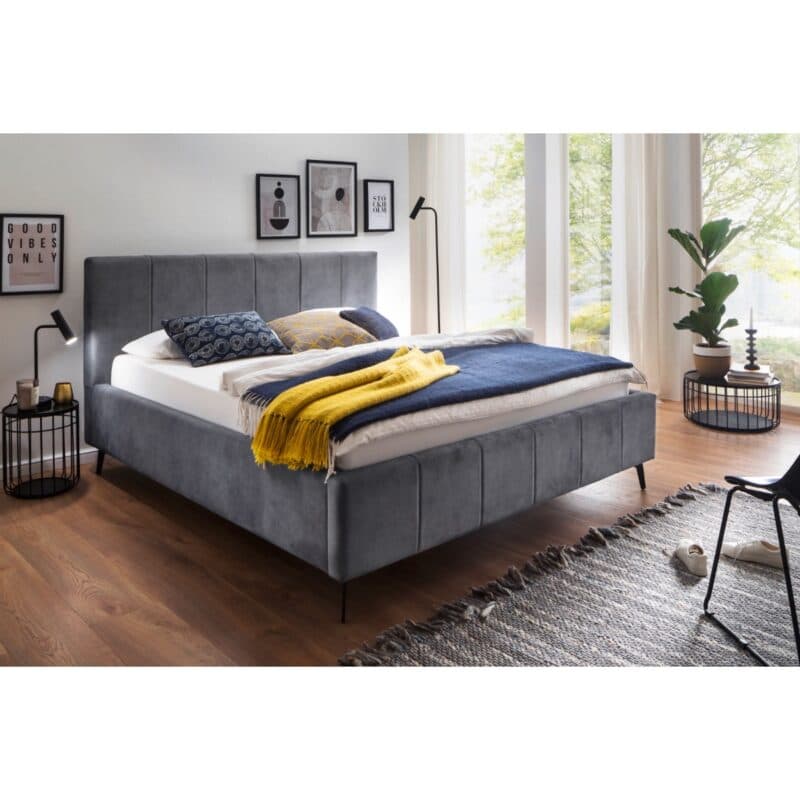 Meise Lizzano Polsterbett in Textilbezug Cloud Anthrazit inkl. Bettkasten und Lattenrost - Wohnbeispiel