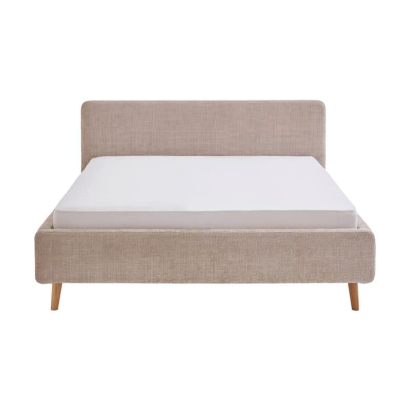 Meise Mattis Polsterbett mit Bouclé Bezug in Beige - frontal