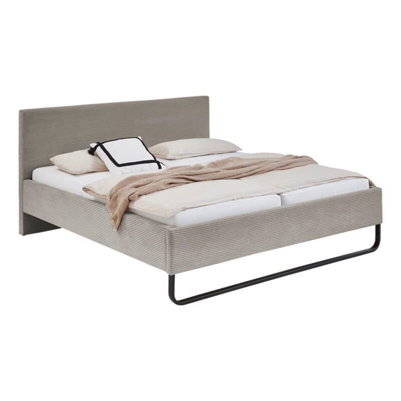 Meise Swing Polsterbett mit Bezug aus Cord in Taupe - seitliche Ansicht als Wohnbeispiel