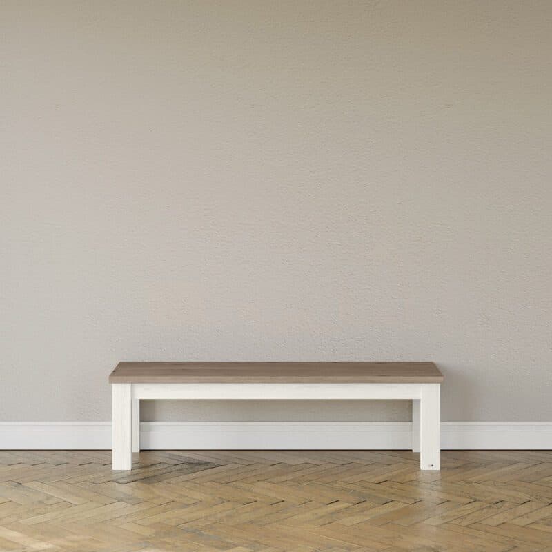 set one by Musterring Type 61 Sitzbank mit einer Sitzfläche in Eiche Nelson Nachbildung und einem Gestell in Dekor Pino Aurelio - Wohnbeispiel