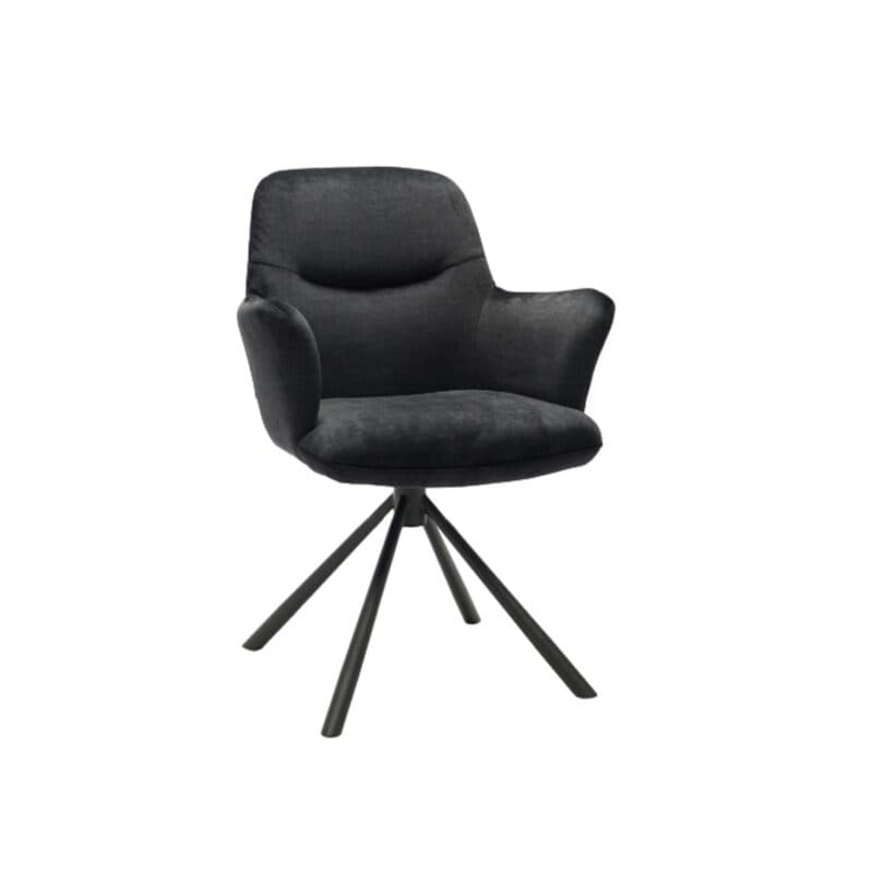 Louming Mirya drehbarer Esszimmerstuhl mit Armlehnen in Schwarz