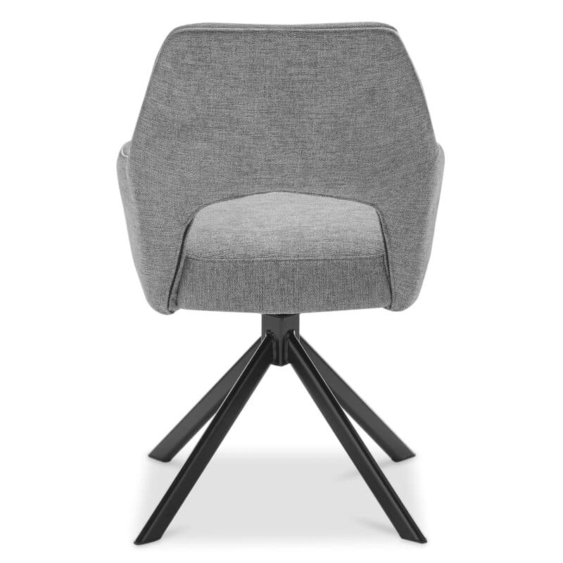 set one by Musterring Winston Armlehnstuhl in Bezug Brego silver und Stativgestell in Schwarz