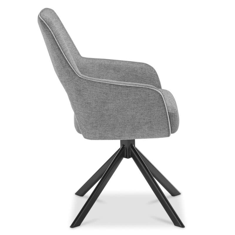 set one by Musterring Winston Armlehnstuhl in Bezug Brego silver und Stativgestell in Schwarz