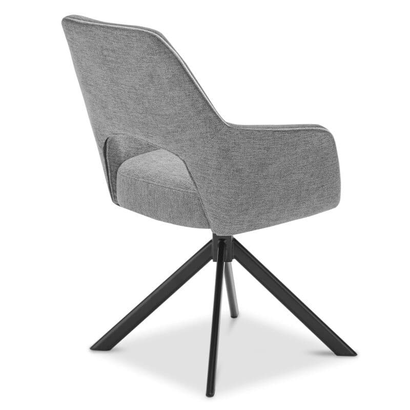 set one by Musterring Winston Armlehnstuhl in Bezug Brego silver und Stativgestell in Schwarz