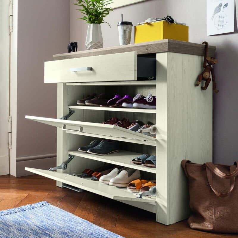 set one by Musterring York-Dielen Schuhschrank mit zwei Klappen und einem Schubkasten - Innenausstattung zwei Böden