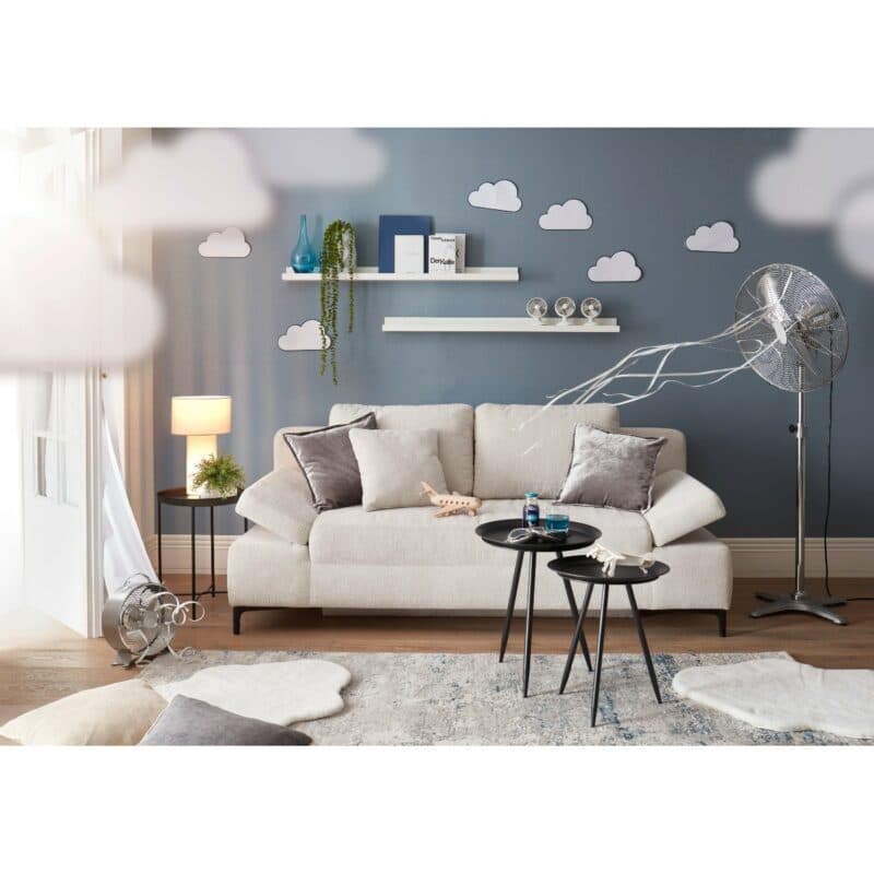 Trendstore Jeremo Schlafsofa mit Bezug in Beige - Wohnbeispiel
