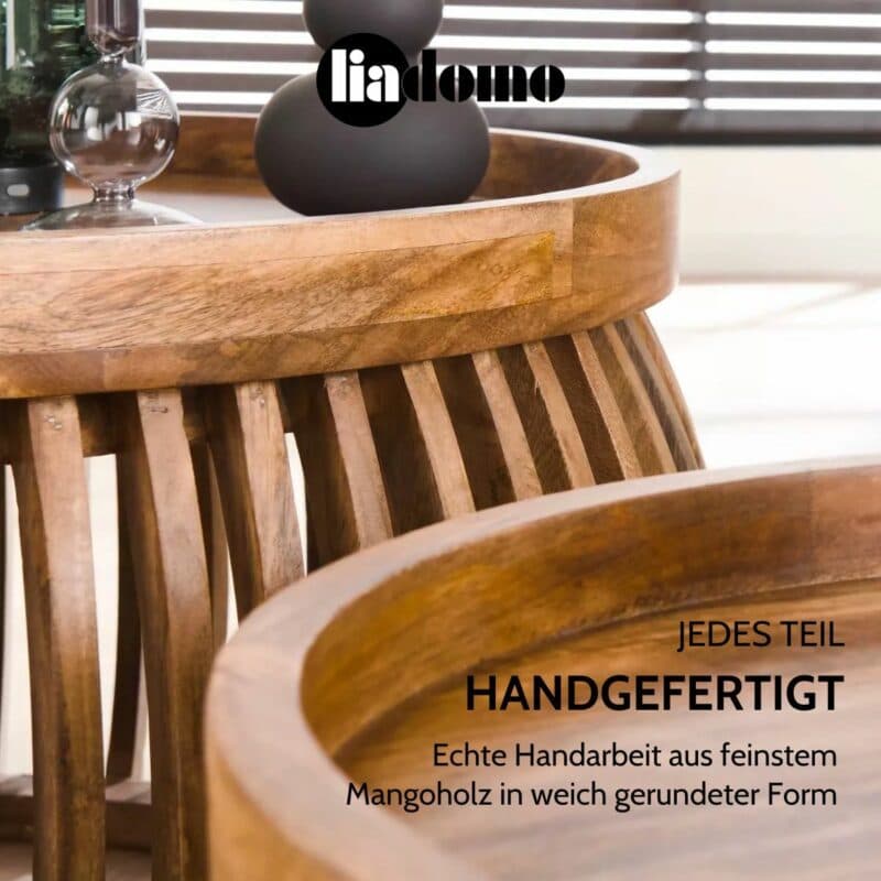 Liadomo Laos Couchtische 2er Set USP jedes Teil handgefertigt