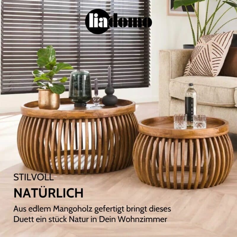 Liadomo Laos Couchtische 2er Set USP stilvoll natürlich