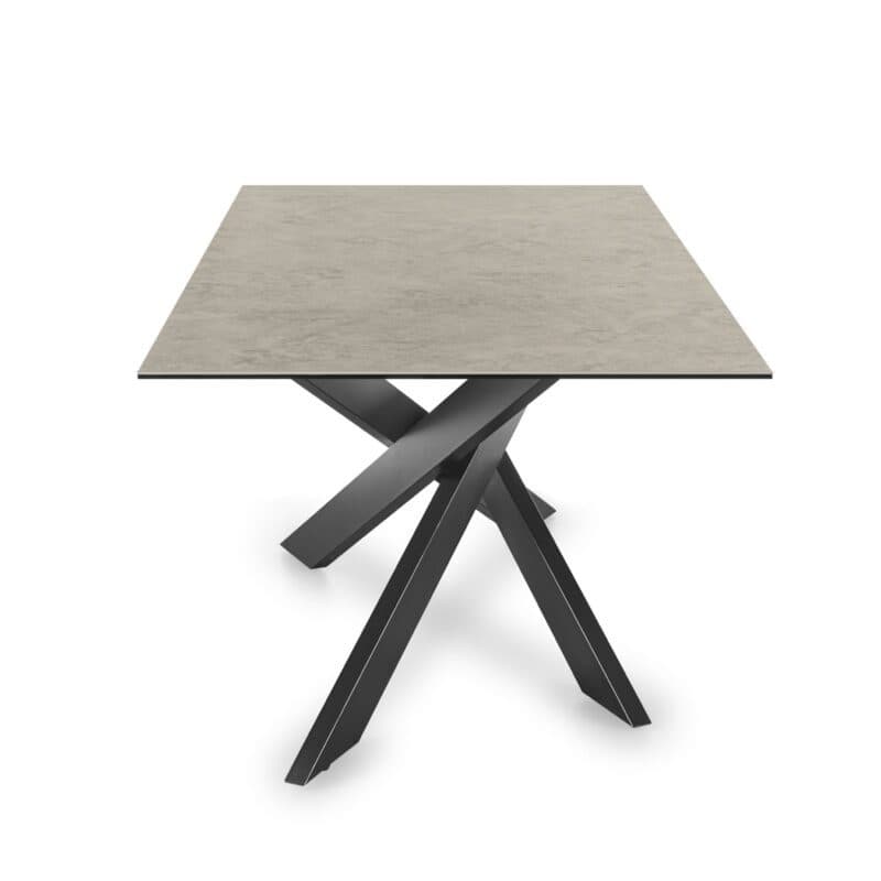 set one by Musterring Baltimore Esstisch mit Platte aus Glaskeramik Anista rau, grau und Kreuzfuß aus Stahl in matt schwarz pulverbeschichtet