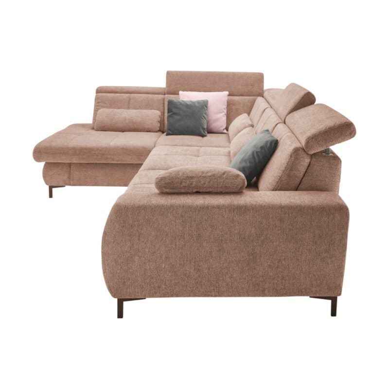 Set One SO 3400 Ecksofa links Famosa siena Metallfuß schwarz seitlich freigestellt