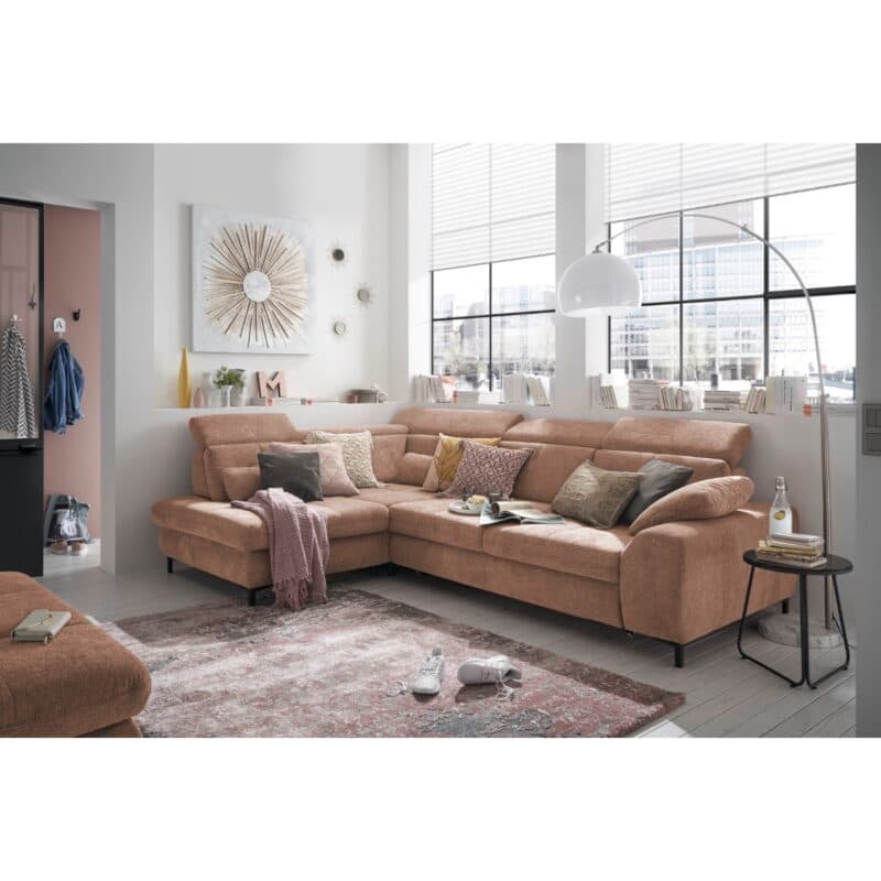 Set One SO 3400 Ecksofa links Famosa siena Metallfuß schwarz Wohnbeispiel