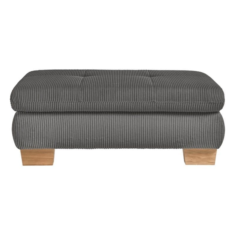 Set One SO 3400 Hocker aufklappbar Cord anthrazit Holzfuß eiche bianco frontal