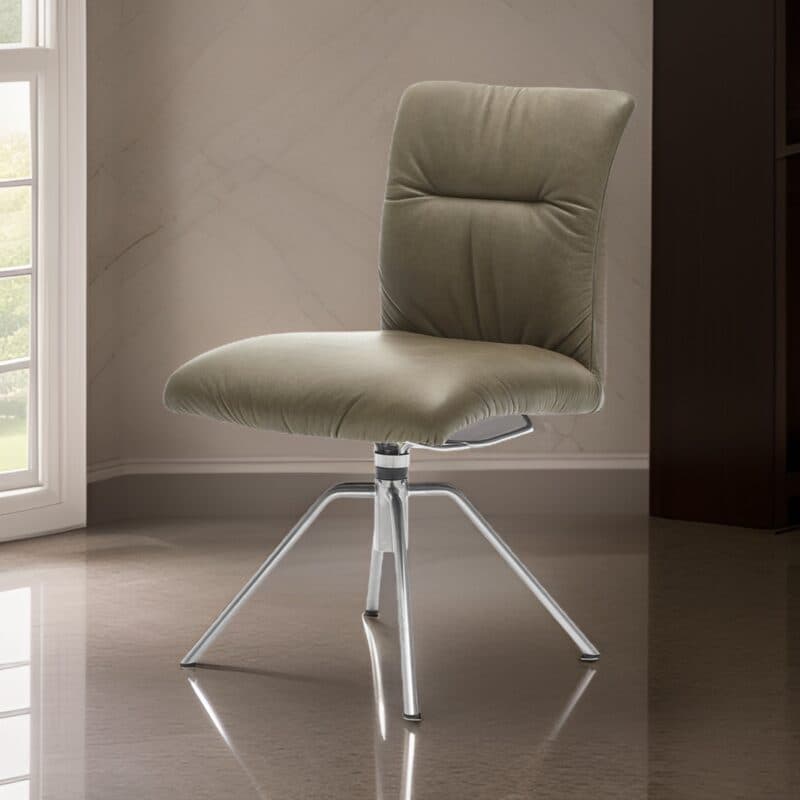 Musterring Helmond 6600 Drehstuhl Leder Granada moss Rundrohr Edelstahl matt - Wohnbeispiel