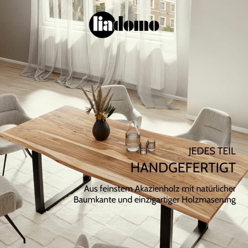 Liadomo Sammy Baumkantentisch Akazie natur jedes Teil Handgefertigt