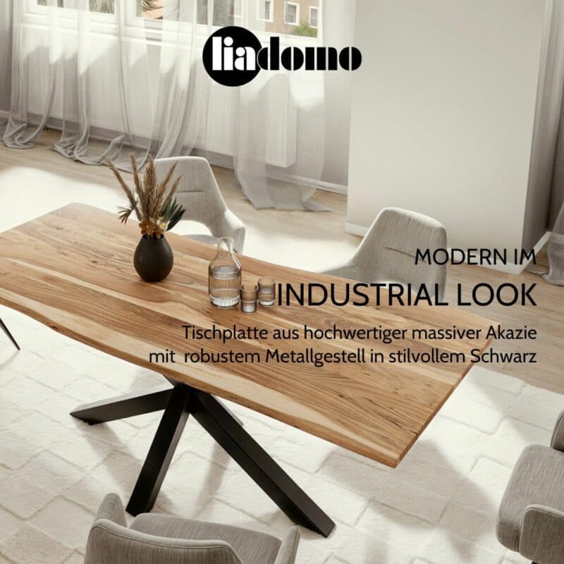 Liadomo Sammy Baumkantentisch Akazie natur modern im Industrial Look