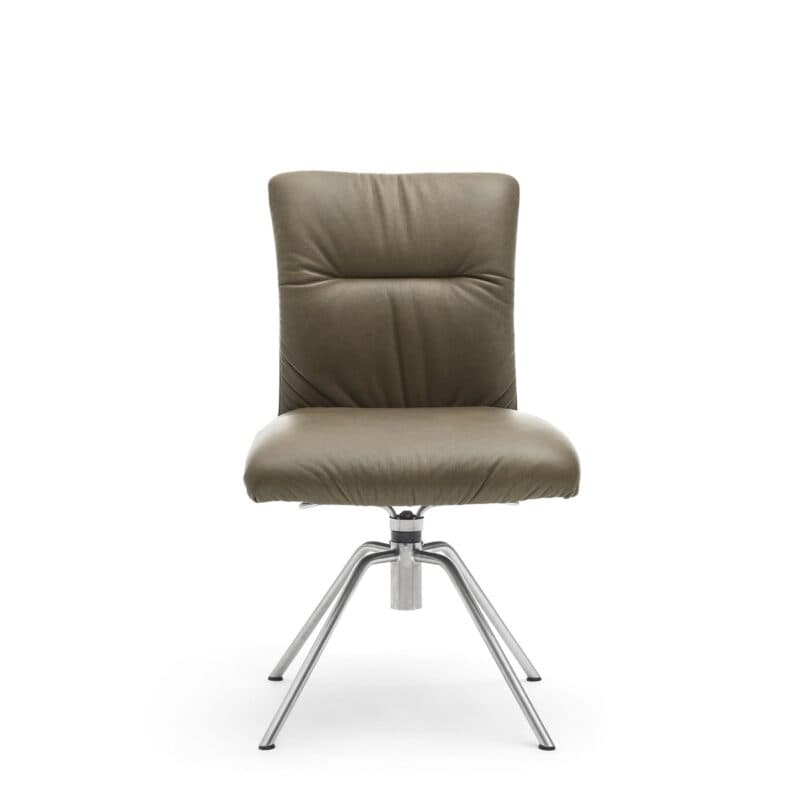 Musterring Helmond 6600 Drehstuhl Leder Granada moss Rundrohr Edelstahl matt Freisteller frontal